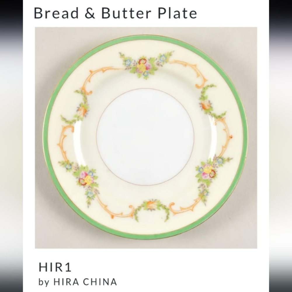2 Vintage 50s Hira Japan Gilded Handpainted Floral Bread & Butter Plates